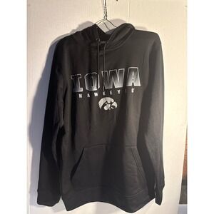Colosseum Iowa Hawkeyes Blackout 3.0  Hoodie Pullover Sweatshirt  Black‎ Med NWT